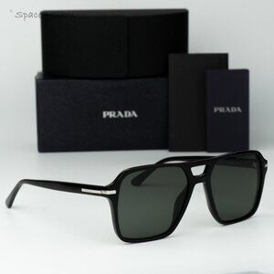 Prada Women Sunglasses Black Green Polarized Pilot PR20YS 1AB03R NEW AUTHENTIC